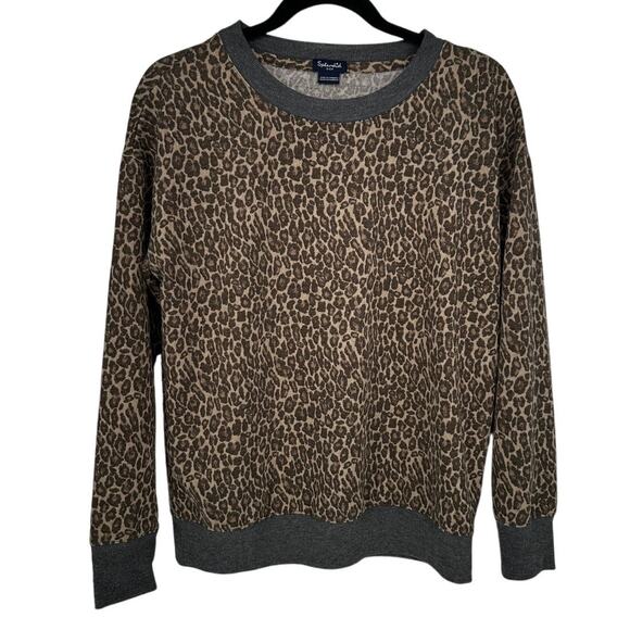 Splendid Animal Print Crewneck Sweatshirt Brown & Gray Athleisure Casual S - Picture 1 of 7